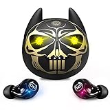 Wireless Kopfhörer Skelett Bluetooth Cool Kopfhörer für Totenkopfliebhaber Spielzeit 36H IPX6 Bluetooth Stereo Headset Wasserdicht LED Display USB -C Cartoon fü