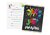 Friendly Fox Jump Party Einladung - 12 Trampolin Einladungskarten zum Geburtstag Junge Mädchen Teenager - Einladungskarten Kindergeburtstag - Jump Park Party - Trampolin Kinder (bunt)