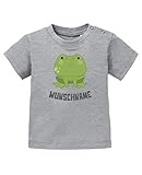 Comedy Shirts - Clipart Frosch - Wunschname - Baby T-Shirt - Graumeliert/Grau Gr. 92/98