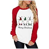 Weihnachten Langarmshirt Damen Sweatshirt Rentier Hirsche Aufdruck Weihnachtspullover Weihnachtsshirt Xmas Pullover Top T-Shirt Bluse Windbreaker Winterjacke Outwear Übergangsjacke Funktionjack