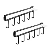 LATTCURE Tassenhalter, 2 Stück Schrankeinsatz Tassenhalter Haken ohne Bohren für 12 Tassen (schwarz)