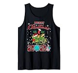 Merry Christmas 2021 Drache in Maske, rotes Karomuster, für Mädchen Tank Top