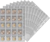 Münzhüllen für Münzen Aufbewahrung Münzalbum, 20 fächer 43mm Münzen Sammelalbum Münzblätter Münztaschen für 2 Euro Sammlermünzen Silbermünzen Gedenkmünzen Marken Coin Penny Stamp Currency (12 Stück)
