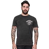 Lucky 13 Herren T-Shirt Bikes and Booze, Farbe:Washed Black, Größe:M