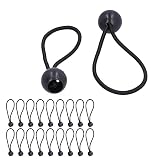 20 Stück Nylon + Kunststoff Ball Bungee Cords, Elastische Schnüre und Kunststoffbälle Schwarz für Ausstellungszelte/Campingzelte/Zeltzubehö