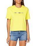 Tommy Jeans Damen Tjw Colored Linear Logo Tee T-Shirt, Gelb (Frozen Lemon Zio), 36 (Herstellergröße: Medium)