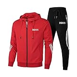 FZYQY Trainingsanzug Herren Jogginganzug für Männer Sportanzug Freizeitanzug Jogginghose + Zip Sweatshirt Oberteil 2 Stück Set Sport Yoga Outfit Trainingskleidung/A/L