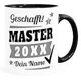 SpecialMe® Tasse Master Abschluss mit Name und Jahr Geschenk Masterabschluss Masterarbeit Studium bestandene Prüfung Master Inner-Schwarz Keramik-T