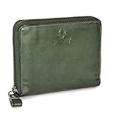 DONBOLSO® Montreal Mini-Wallet I Damen-Geldbörse aus Leder I Kleine sichere Damengeldbörse mit Reißverschluss I 13 Kredit-Karten-Fächer & RFID-Schutz I Kleines flaches Ladies-Portemonnaie (Grün)