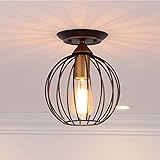 ZHFF Deckenleuchte 1 Flamme Vintage Retro Look, Metallkäfig Deckenleuchte für Schlafzimmer Wohnzimmer Flur 20cm E27 1 Flamme Dek