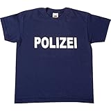 EDUPLAY 230055 Kinder T-Shirt 'Polizei', 100% Baumwolle, 116, dunkelb