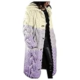 Damen Strickjacken Mäntel Plüschmantel Kapuzenjacke Mit Taschen Kapuze Wintermantel Winterjacke, Warm Cardigan Kunstpelz Pelzmantel Lose Teddyfell Parka Elegant Overcoat Cardigan Casual Revers Outw