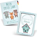 45 Baby Meilensteinkarten als Geschenk zur Geburt für Junge und Mädchen | 100% Nachhaltig | Made in Germany by Lucimo's Paper | Meilenstein Karten verpackt in einer Box als Geschenkset zur Babyparty