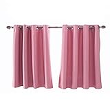 Xmiral Türvorhang Einfarbig Kurz Gardine Verdunklungsvorhang Scheibengardine mit Ösen 150cm x 90cm 2er Per Pack(Rosa)