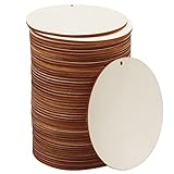 Kurtzy Runde Holzscheiben mit Loch Unbehandelt (50 Stk) – Holzscheiben Rund 10cm Holzplatten zum Basteln Natur 2,5mm Dick - Holzplatten Zuschnitt Blanko als Deko, Untersetzer Holz, Basteln, Aufhäng