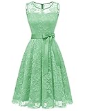 Dressystar DS0009 Abendkleid Ärmellos Kurz Brautjungfern Kleid Spitzen Rundhals Damen Kleider Mintgrün XXXL