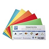 Trennstreifen, 100 Stück, 5 Farben: intensiv, 20 Stück je Farbe, 24 x 10,5 cm, gelocht, 180g/m², zum Sortieren und Trennen von Dokumenten bis DIN-A4-F
