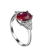 Epinki Eheringe, Freundschaft Ringe Elegant Zirkonia Rot, Versilbert Partnerringe Geburtstag Geschenke für Frauen/Mutter/Freundin/Ehefrau, Silber, Gr.52 (16.6)