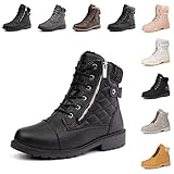 Winterstiefel Damen Gefüttert Stiefeletten Winterschuhe Kurzschaft Schneestiefel Warme Ankle Boots Outdoor Wanderschuhe Stiefel 01 Schwarz 38 EU
