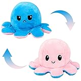 Zaloife Tintenfisch Kuscheltier, Doppelseitiges Flip Plüschtier, Octopus Plüschtiere, Wende Oktopus, Geburtstag Dekorationen, Stofftier Geschenk für Kinder Mädchen Jungen F