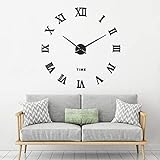 SOLEDI 3D Wanduhr Kleben DIY Wall Clock Uhr Wand Uhren Geeignet für Deko Wohnzimmer Küche Büro Schlafzimmer und Hotel Römische Zahlen Schw