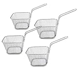 Miystn Pommes Körbchen, Fritierkorb, Mini Frittierkorb Ideal für Pommes, Pommes, Garnelen, Zwiebelringe (4PCS, 10,5 x 8,5 x 6,5 cm, Silber)