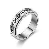 maozuzyy Herren Ringe Mode Titan Stahlring Männlich Retro Drehbarer Edelstahlring Weiblich Schmuck-Silber_6