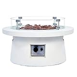 intergrill Gasfeuerstelle TM19012 Fire Pit Feuertisch Rund für Garten Terrasse mit Glas und L