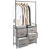 COSTWAY Offener Kleiderschrank Stoffschrank mit Kleiderstange, Multifunktionaler Aufbewahrungsschrank mit 8 Schubladen & Metallrahmen, Schubladenschrank Kommode für Flur Schlafzimmer 167x85x29