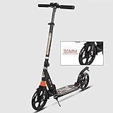 Lihgfw Pendler Tretroller for Erwachsene, Aluminiumlegierung, Teens faltbar, Leichte Höhenverstellbarkeit, 150kg Max Last, (Color : Black)