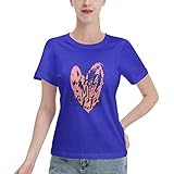 Damen T-Shirts You Make Me Happy 1 für lässige Desgined Rundhals Baumwolle Tee Shirts als Geschenk, blau, Larg