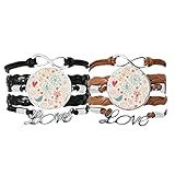 DIYthinker Armband mit Vogel und Blumen und Pflanzen, Art-Deco-Stil, Geschenk, modisches Armband, Handschlaufe, Lederband, Doppel-S