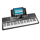 RockJam kompaktes 61 Tasten Keyboard mit Notenständer, Netzteil, Klaviernoten-Sticker & Simply Piano Übung