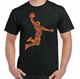 Basketball T-Shirt Clip Art Mens Funny Player Team Net Court Boots Ball Kit Top XL Black