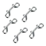 Huture Doppel Karabinerhaken Doppelkarabiner Karabinerhaken Bolzenschnapper Ketten Schnapphaken Drehbarer Gerader Wirbel Zinkdruckguss Vernickelt 89 mm - Silber Glänzend - 5er S