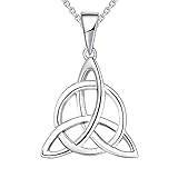 JO WISDOM Damen Kette Irischer Triquetra Keltischer Knoten Silber 925 Halskette Anhänger mit Weißgold p