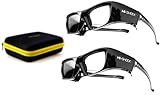 2X Hi-SHOCK® RF / BT Pro Black Diamond & Dualcase | Aktive 3D Brille für EPSON 3D Beamer | komp zu ELPGS03, TW9200W, EH-TW9200, EH-TW9100W, EH-TW8100, EH-TW7200 [120 Hz wiederaufladbar]