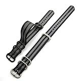 ZXF Uhrenarmband 18mm 20mm 22mm 24mm Nylon Weave Uhrenarmband Verdicken Ringschnalle Handgelenk Band Strap Armband Zubehör (Band Color : Black Grey, Size : 22mm)