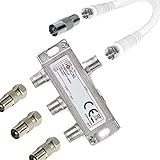 TronicXL 3fach IEC Verteiler Antennenverteiler TV Kabel Kabelfernsehen zb kompatibel mit Unitymedia Splitter Vodafone Netcologne Netaachen Netkassel Telecolumbus Primacom Ewe Unicable DVBT DVB-T2 DVBC