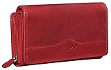 Benthill Damen Geldbörse aus Echt-Leder - Geldbeutel mit RFID-Schutz - Großes Portemonnaie für Frauen mit vielen Fächern - Vintage Leder in R