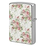 Unisex-Feuerzeuggehäuse aus Metall, personalisierbar, ideal für Zigaretten, Zigarren, Kerzen, Blumenmuster, Rosa und Grü