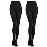 MANZI Damen Schwarz Strumpfhosen 2er Pack Blickdichte, 400 DEN, Schwarz, XL