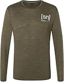 super.natural Herren Active Longsleeve, Olive Night Mel-Silver Grey