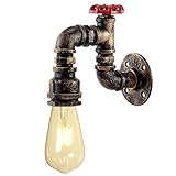 KAWELL Kreative Kerze Wandleuchte Vintage Industrielle Retro Wasserrohr Wandlampe Eisen Metall E27 60W Max für Restaurant, Café, Bar, Küche, Schlafzimmer, Messing Farb