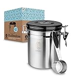 Coffeema® Premium Kaffeedose Edelstahl – [1500] ml Fassungsvolumen – Inklusive Kaffelöffel mit Halterung – [2] Farben – Integrierte Trennvorrichtung (Silber)