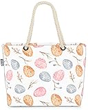 VOID Ostereier Palmkätzchen Ostern Strandtasche Shopper 58x38x16cm 23L XXL Einkaufstasche Tasche Reisetasche Beach Bag