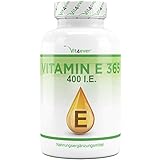 Vitamin E 400 I.E. - 365 Softgel Kapseln - Premium: Natürliches Vitamin E aus Sonnenblumen - 12 Monatsvorrat - Laborgeprüft - H