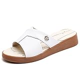 ypyrhh Freizeit Flach Outdoor Trekking Sandalette,Flache alte Sandalen,rutschfeste weiche bodenlose Hausschuhe-Weiß_36,Sommer Slippers Leicht S