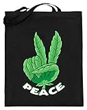 generisch Weed Peace Gras rauchen Cannabis Blatt Hanf THC Kiffer Stofftasche Bong - Jutebeutel (mit langen Henkeln) -38cm-42cm-Schw