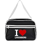 Multifanshop® Retrotasche breit - I Love Landsberg - schwarz - Schultertasche Umhängetasche T